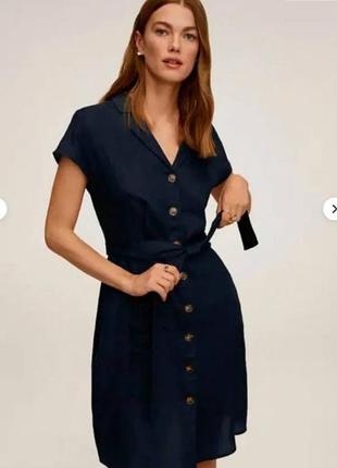 Платье рубашка льняное от mango короткое