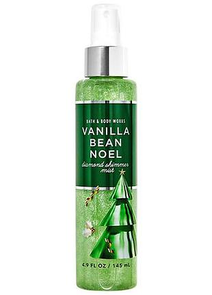 Парфюмированный спрей для тела с шиммером bath & body works vanilla bean noel