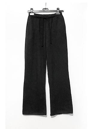 Zara s теплые начес трикотажные широкие брюки черные женские резинка шнурок3 фото