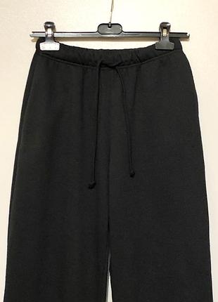 Zara s теплые начес трикотажные широкие брюки черные женские резинка шнурок6 фото