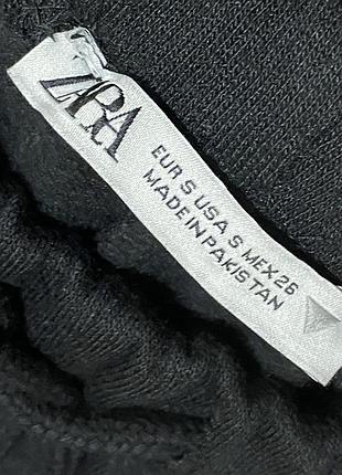 Zara s теплые начес трикотажные широкие брюки черные женские резинка шнурок9 фото