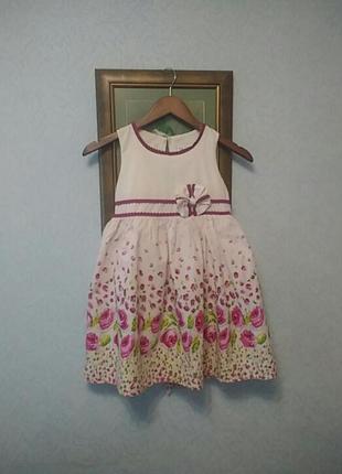 Платье хлопковое пышное принт розы delores