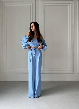 Жіночий костюм топ+штани на високій талії