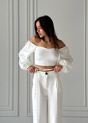 Жіночий костюм топ+штани на високій талії