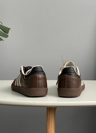 Жіночі кросівки adidas samba beige brown адідас самба коричневого з бежевим кольорів7 фото