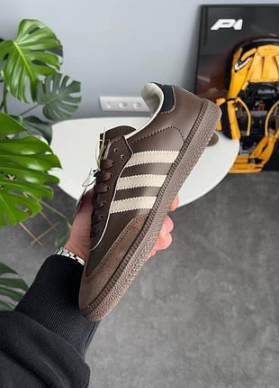 Жіночі кросівки adidas samba beige brown адідас самба коричневого з бежевим кольорів5 фото