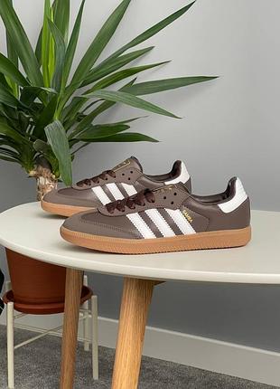Жіночі кросівки adidas samba feminino адідас самба коричневого кольору