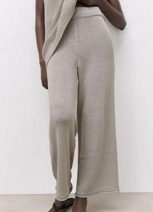 Брюки брюки брюки трикотажные zara кроше 12% лён