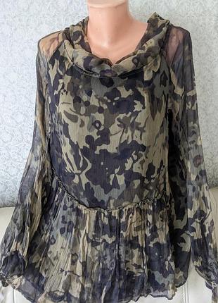 Twin-set шелковая блузка премиум бренд женская рубашка длинный рукав праздничная блузочка из шелка