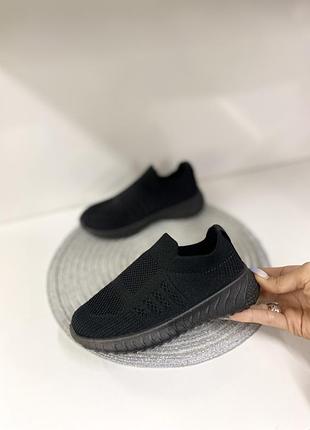 Мокасини чорні дитячі, кросівки сітка