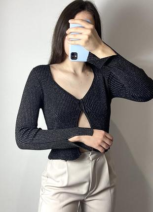 Блискуча кофтинка на ґудзиках у рубчик rita ora 2