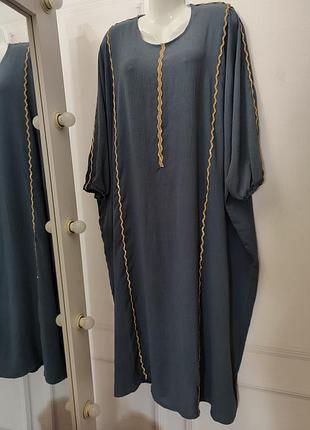 Туника миди разлетайка спущенный рукав 50р батал в стразы