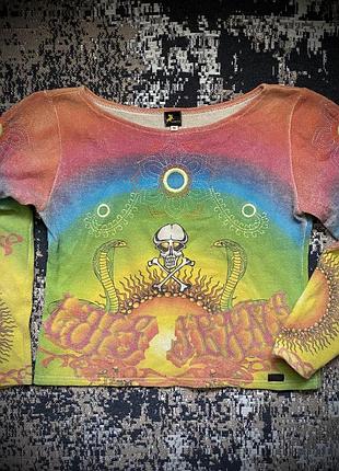 Яскравий вінтажний кроп-топ з ангорою та вовною іспанського бренду lois | розмір s-m