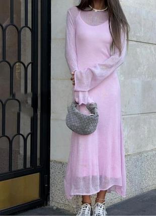 Платье паутинка 
розового цвета