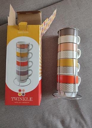 Набор чашек с 4 шт с подставкой