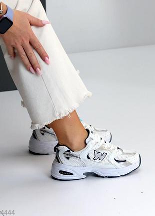 Женские трендовые кроссовки спортивные белый серый эко кожа + текстиль, кроссы на лето в зал, споры