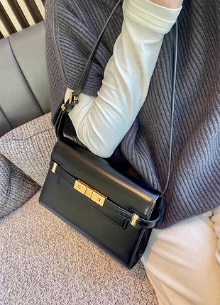 Жіноча сумка з натуральної шкіри - чорна маленька сумка manhattan bag