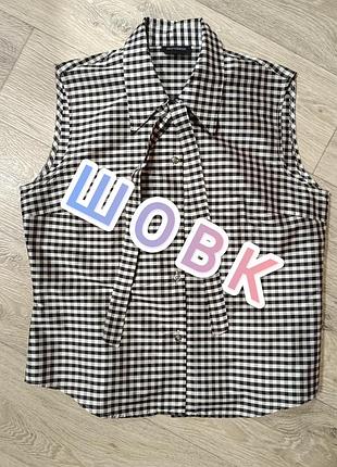 Шелковая блуза рубашка топ в клетку windsor из шелка с бантом