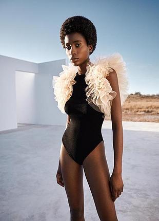 Боді zara з фатіновими рукавами