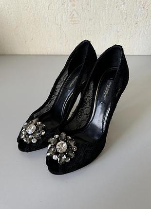 Туфлі жіночі dolce&gabbana оригінал , чорні кружевні 37 розмір