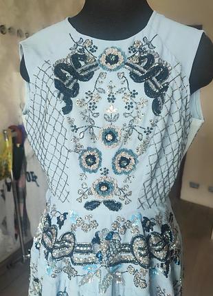 Платье мини needle & thread xs голубое с декором2 фото