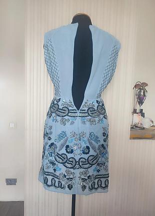 Платье мини needle & thread xs голубое с декором6 фото