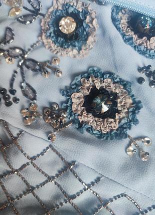 Платье мини needle & thread xs голубое с декором8 фото