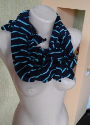 Темно синий  котоновый шарф