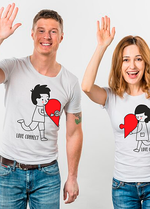 Парні футболки для закоханих із принтом "love connect" push it