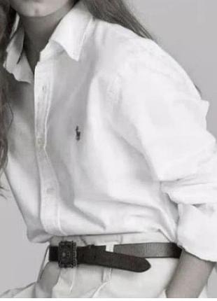 Polo ralph lauren женская белая рубашка, сорочка оверсайз, брендовая белая рубашка, блузка