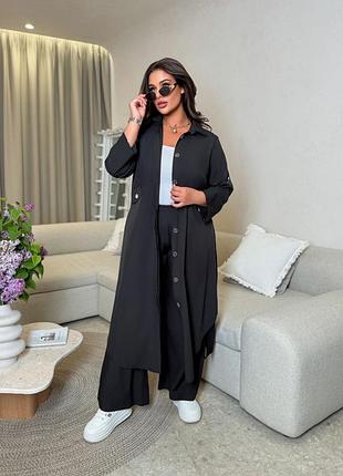 Жіночий костюм | чорний довгий кардиган та штани | 192