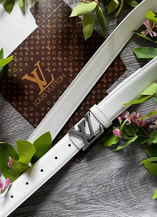 Ремень белый 3см унисекс кожа китай + коробка, ремень кожаный женский, ремень из натуральной кожи черный пояс в стиле louis vuitton луи виттон