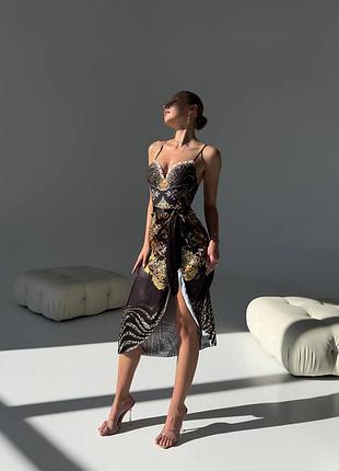 Купальник слитный рисунок парео накидка орнамент вензеля стиль versace комплект двойка
