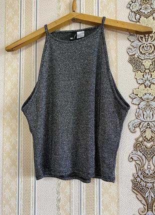 Стильний легкий топ, топік сріблястий люрекс