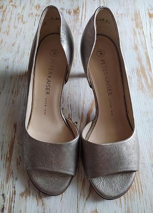 Туфлі жіночі сріблясті peter kaiser відкритий носок