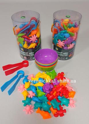 Развивающий сортер по цветам с пинцетом