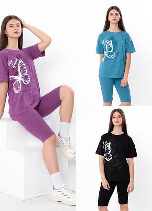 Комплект для дівчинки підлітковий (футболка+велосипедки) в різних кольорах