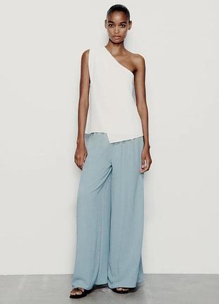 Легкі повітряні блакитні штани палаццо s, xl zara