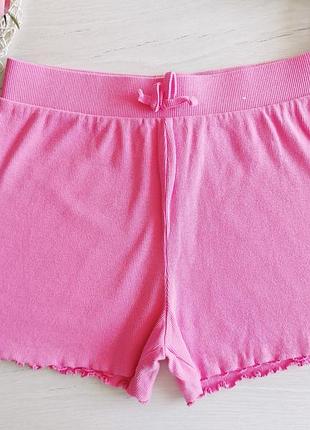 Розовые шорты в рубчик коттон артикул: 23105