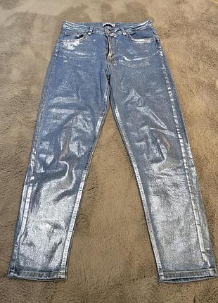 Стильні джинсы з серебристим напиленням
