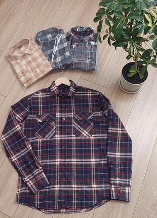 Рубашка мужская фланелевая в клетку, теплая