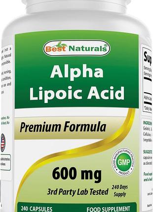 Антиоксидант альфа-ліпоєва кислота 600 мг best naturals alpha lipoic acid 240 капс сша
