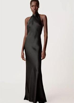 Черная атласная zara new