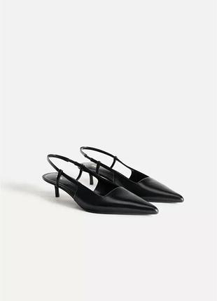 Кожаные черные кожаные туфли zara new