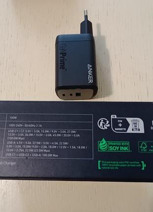 Сетевое зарядное устройство anker prime 100w gan wall charger4 фото