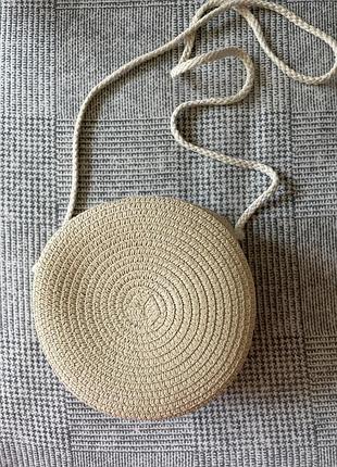 Жіноча сумка весна-літо плетена 16 см кремова