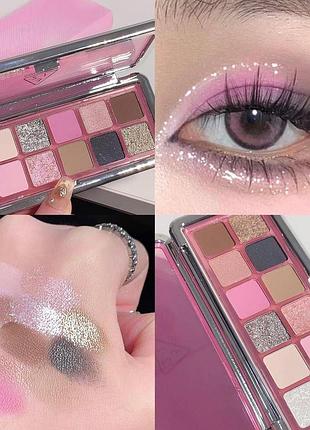 Тіні для повік 12кольорова палетка рожевий нюд
