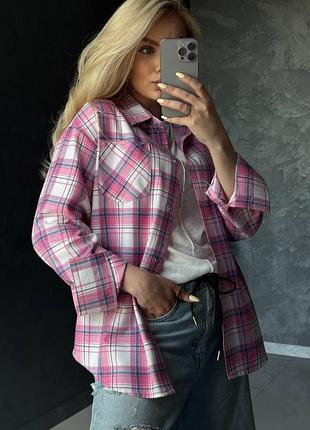 Фланелева сорочка на гудзиках в клітинку