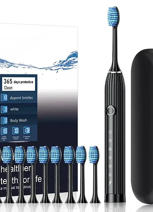 Звуковая электрическая зубная щетка sg-982 - 8 насадок, 42000 колебаний ультра отбеливающая электрощетка