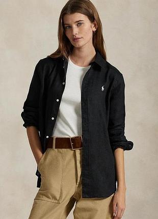 Polo ralph lauren женская рубашка, черная брендовая рубашка, сорочка, блузка